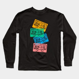 Retro Audio Cassette Tapes - Vintage Mix Tapes Long Sleeve T-Shirt